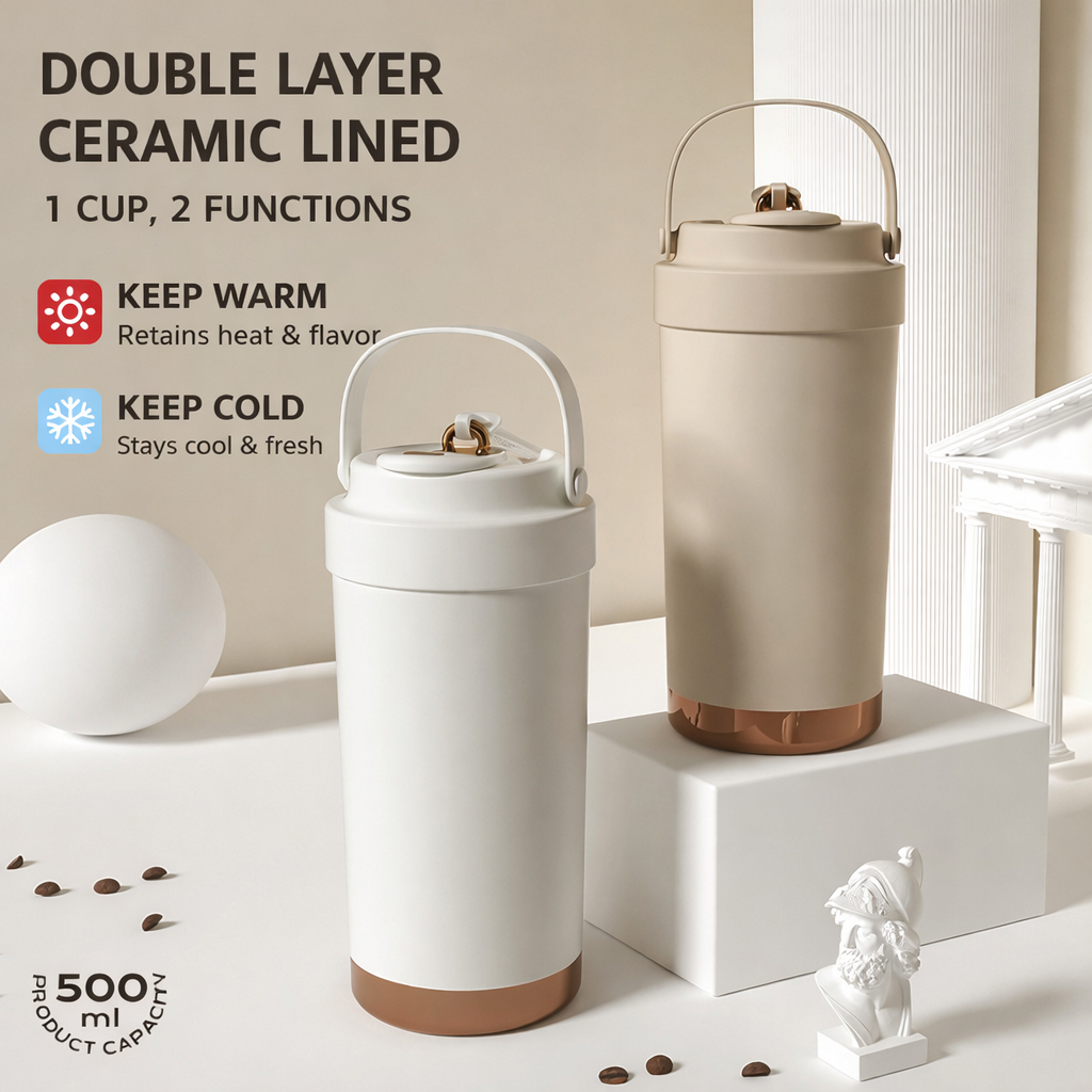 NORD Ceramic Tumbler — 500ml Vacuum-Insulated Coffee Cup