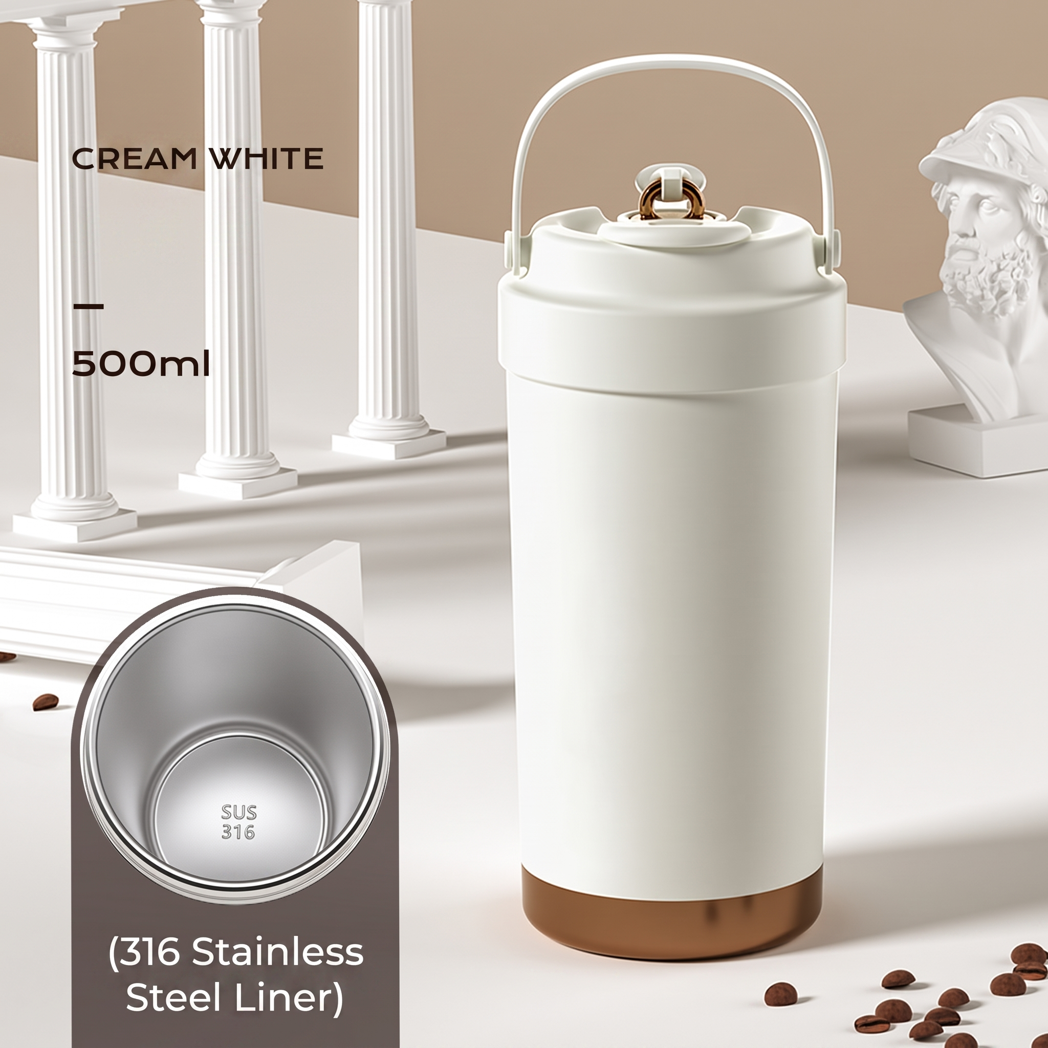 NORD Ceramic Tumbler — 500ml Vacuum-Insulated Coffee Cup