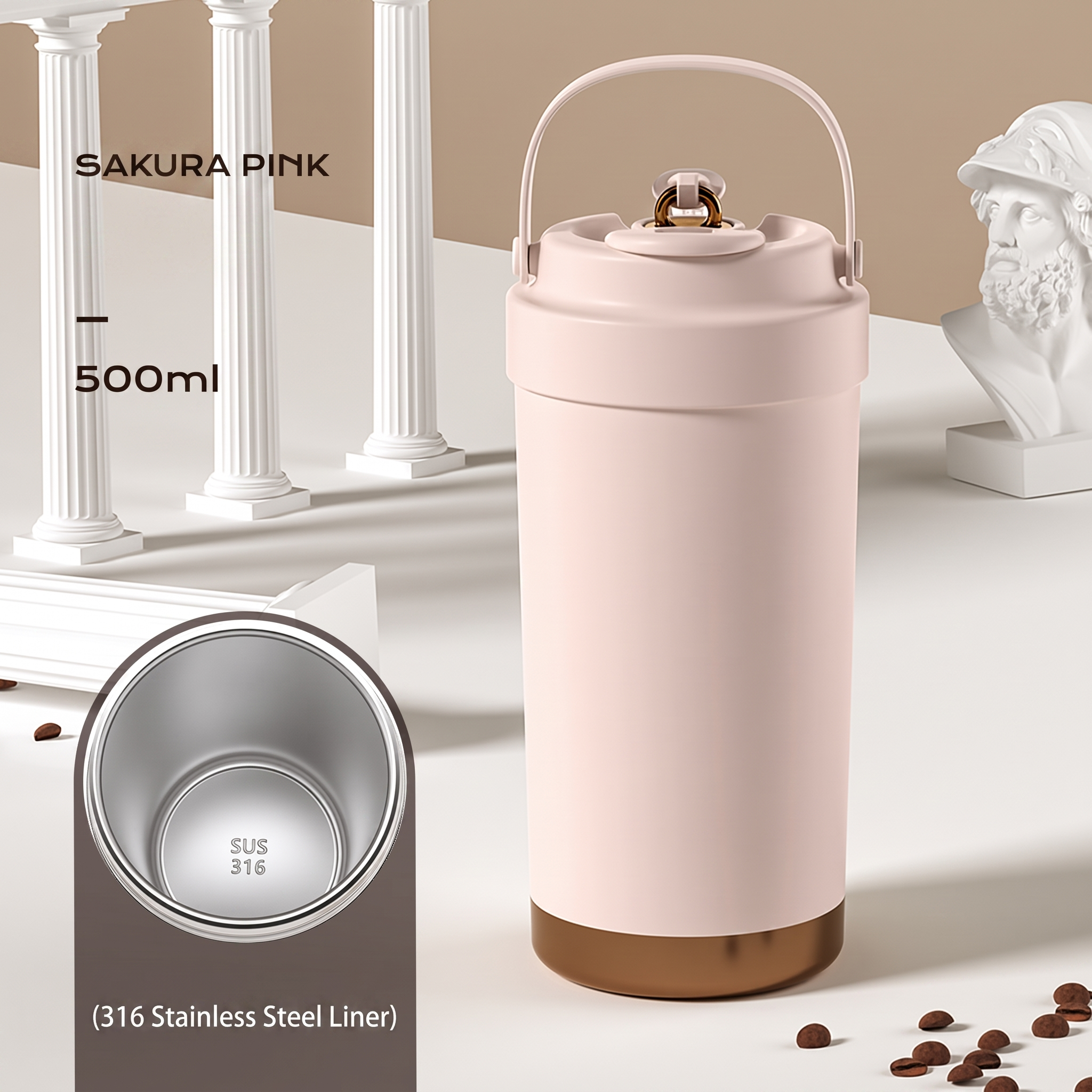 NORD Ceramic Tumbler — 500ml Vacuum-Insulated Coffee Cup