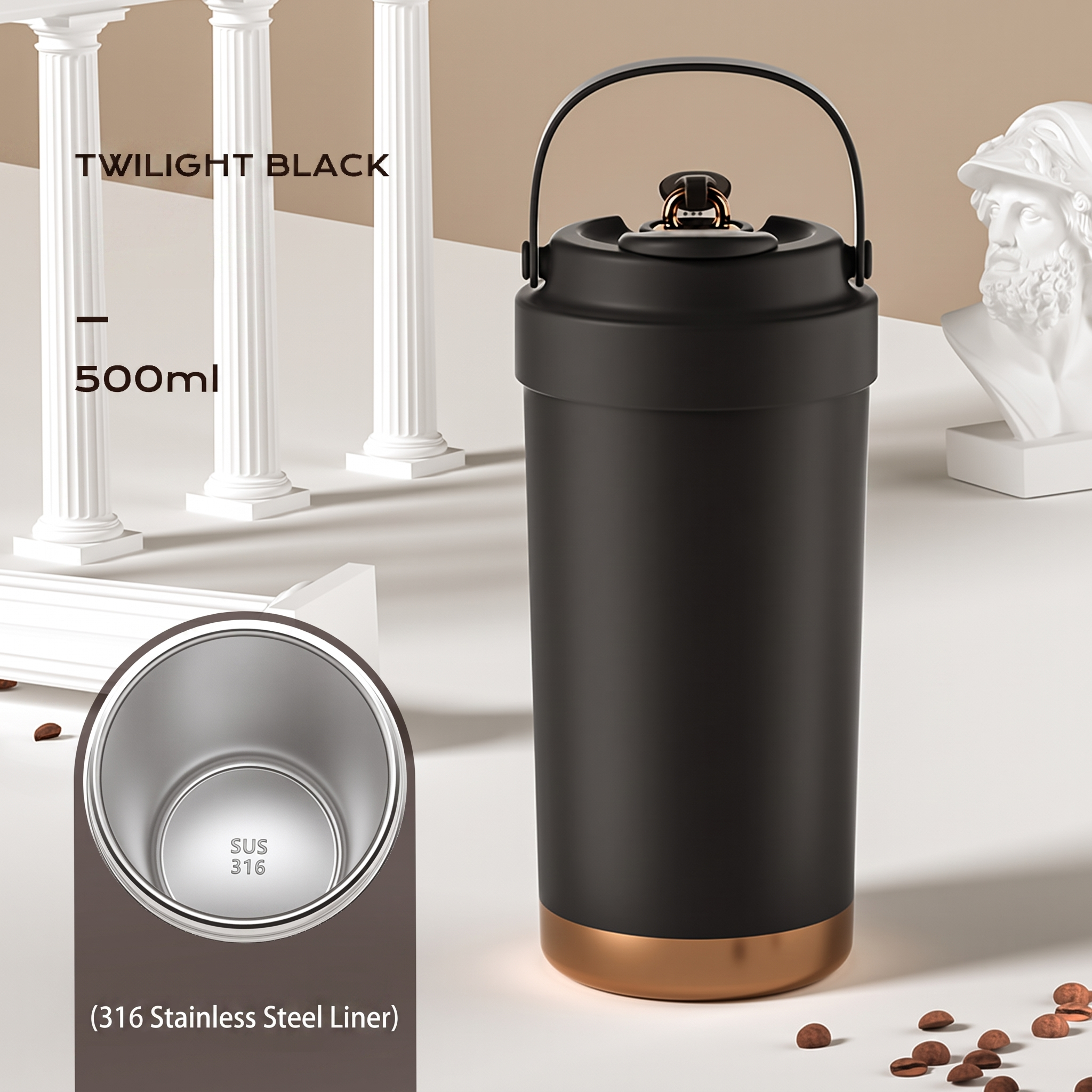 NORD Ceramic Tumbler — 500ml Vacuum-Insulated Coffee Cup