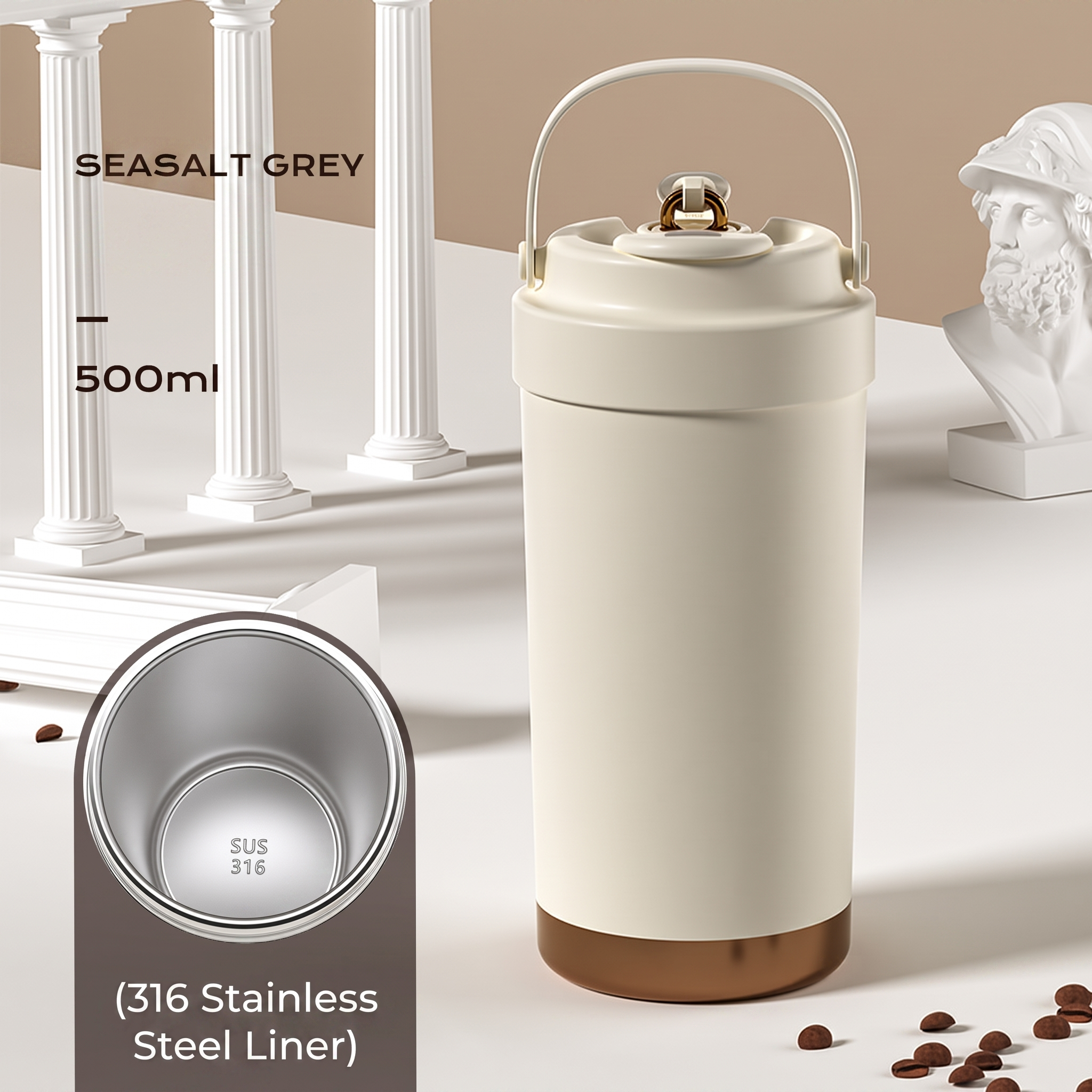 NORD Ceramic Tumbler — 500ml Vacuum-Insulated Coffee Cup