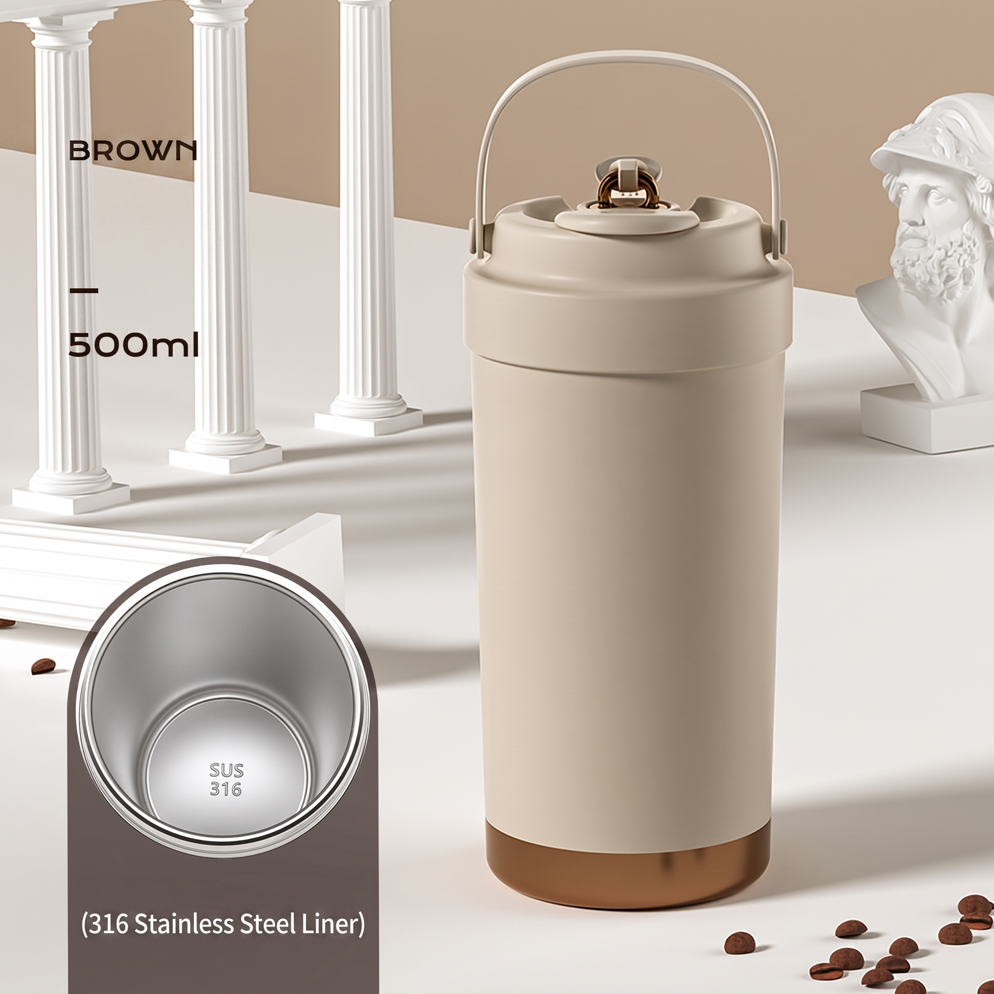 NORD Ceramic Tumbler — 500ml Vacuum-Insulated Coffee Cup