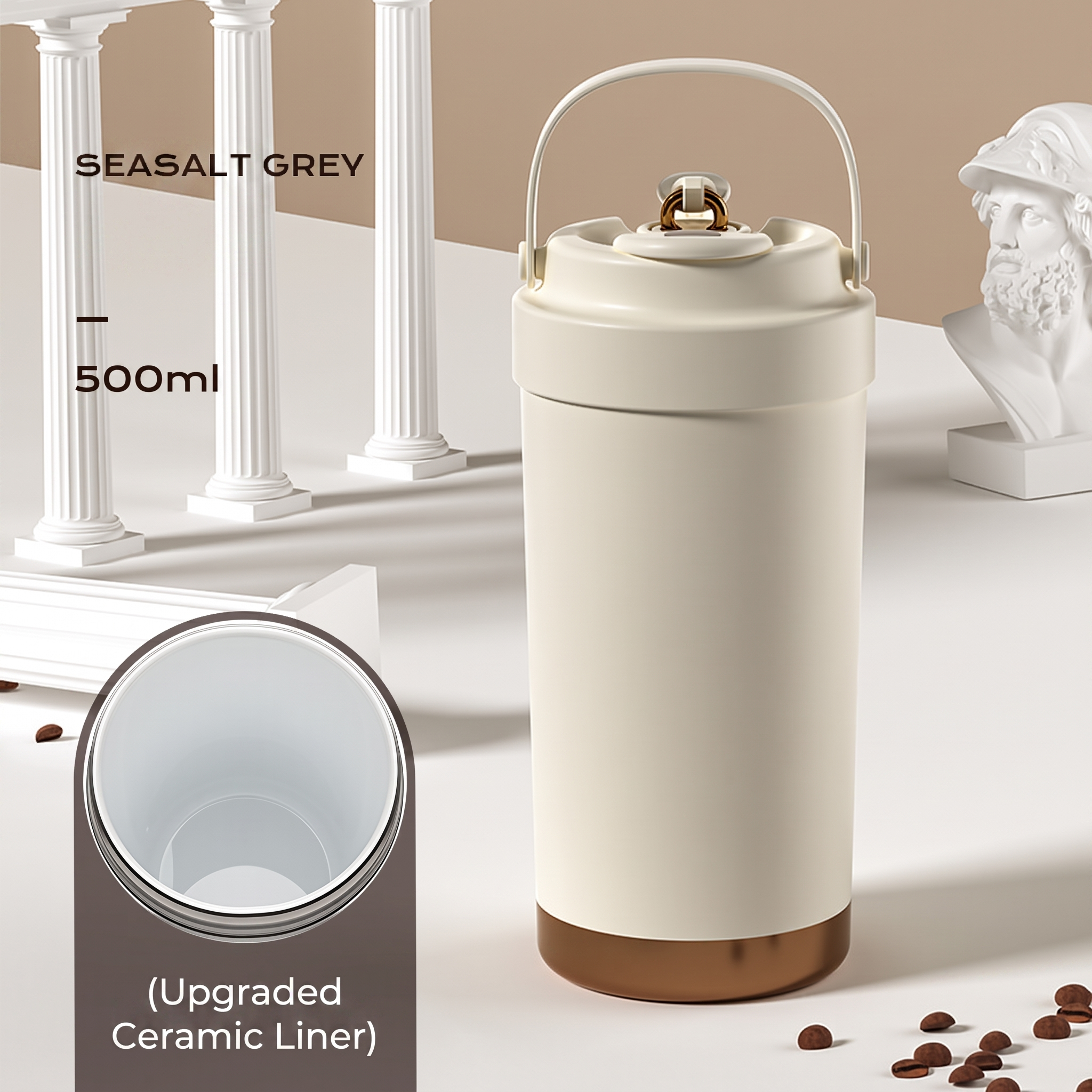 NORD Ceramic Tumbler — 500ml Vacuum-Insulated Coffee Cup