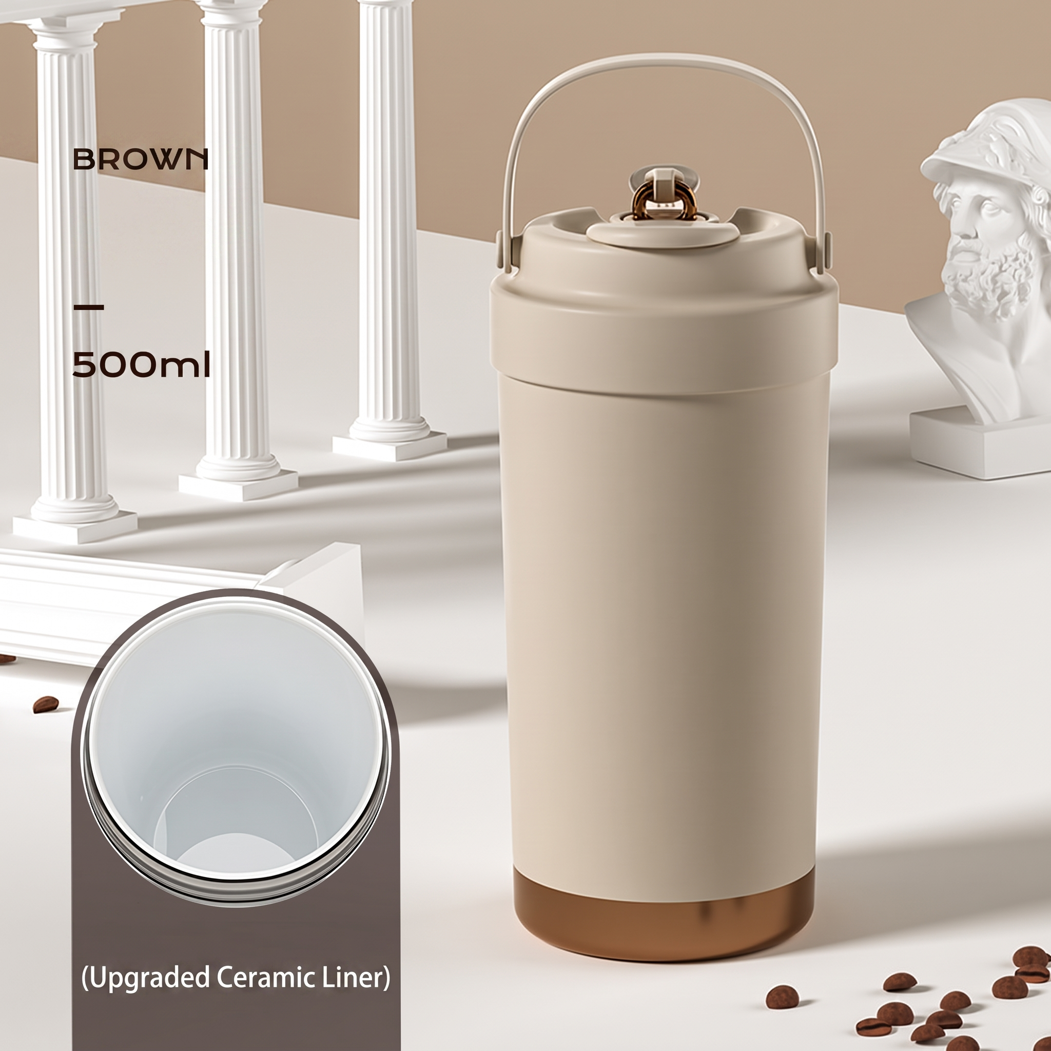 NORD Ceramic Tumbler — 500ml Vacuum-Insulated Coffee Cup