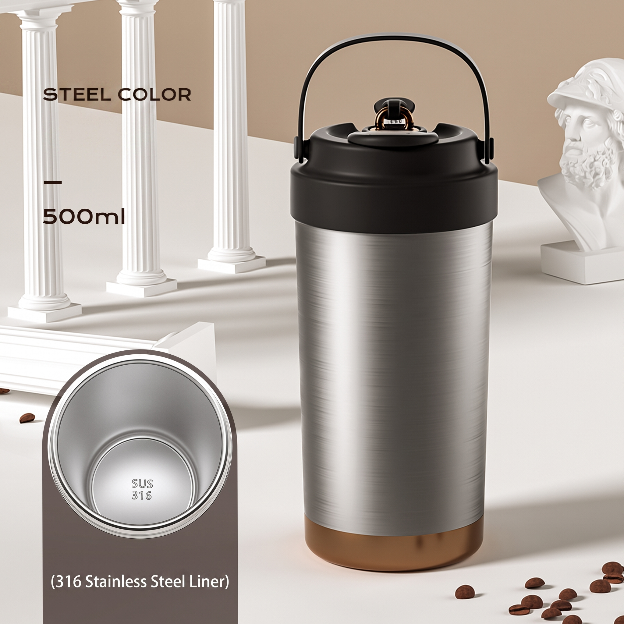 NORD Ceramic Tumbler — 500ml Vacuum-Insulated Coffee Cup